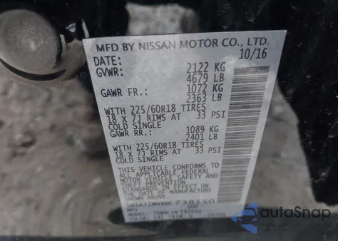 2017 Nissan Rogue Sl z USA, uszkodzony, nr VIN 5N1AT2MVXHC738150